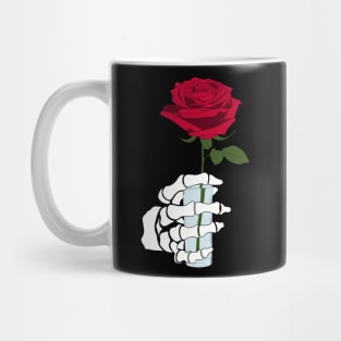 Skeleton Hand Holding Red Rose Mug